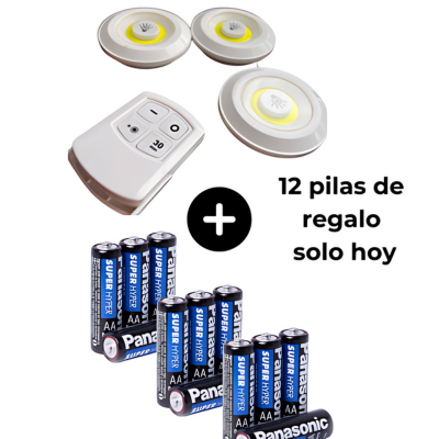 ¡Promoción Imperdible! 3 Luces LED Inalámbricas - Control Remoto + 12 Pilas Gratis - Solo Hoy